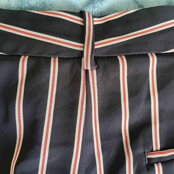 Zara Basic-Navy Blue, Red & White Striped Thin Polyester Dress Pants- Size M/28 - Picture 6 of 7